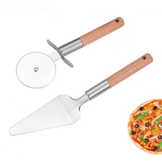 2 piece beech wood handle pizza knife, pizza spatula