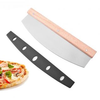 Pizza knife with wooden handle